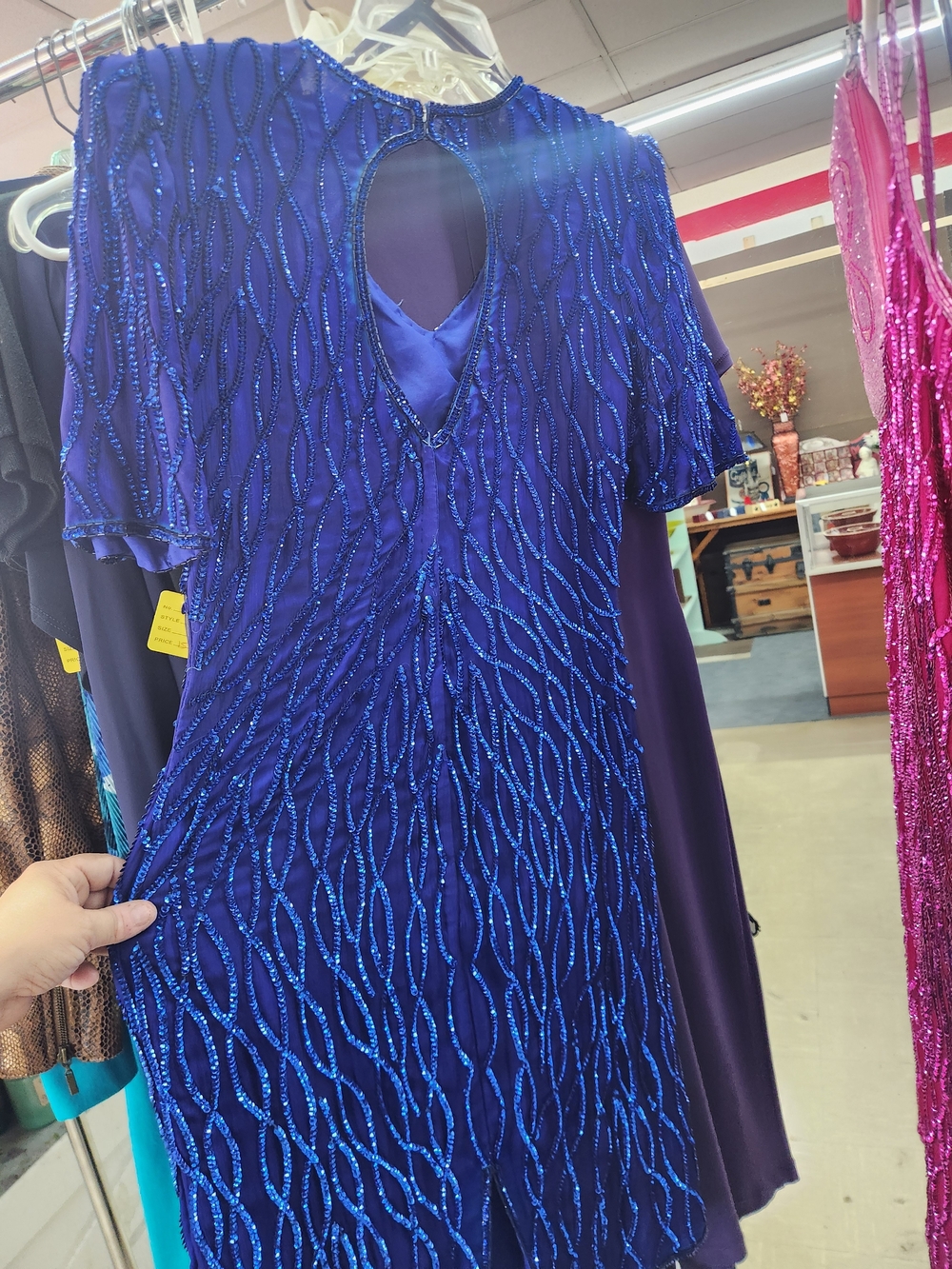 Elegant Beaded Royal Blue Evening Dress